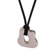 J&D 18k Stainless Steel Irregular Liquid Gloss Hollow Pendant Brown Velvet Necklace Unique Fashion 120cm