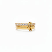 J&D Stainless Steel 18K PVD Gold Plating Smooth Twins Multi Wearing Interlocking CZ Magic Ring
