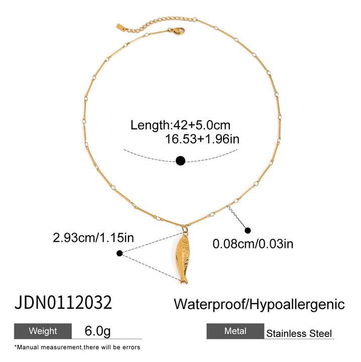 J&D Ocean Fish Summer Beach Waterproof 18K Real Gold Plated Stainless Steel Pendant Necklace