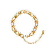 J&D Handmade 18K Real Gold Plated Stainless Steel Bracelet Fashion Chain & Link Stacking Party Bracelet