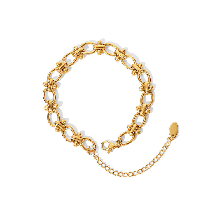 J&D Handmade 18K Real Gold Plated Stainless Steel Bracelet Fashion Chain & Link Stacking Party Bracelet