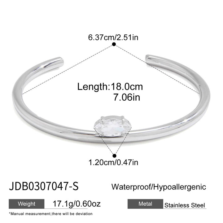 Women's Style - Classic Design Steel Colored Stainless Steel Radish Stone Marquise White Radish Stone Open Bangle