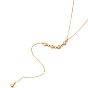 J&D 18K PVD Gold Plate Stainless Steel Necklace Waterproof Modern Minimalist White Zircon Pendant Y Chain