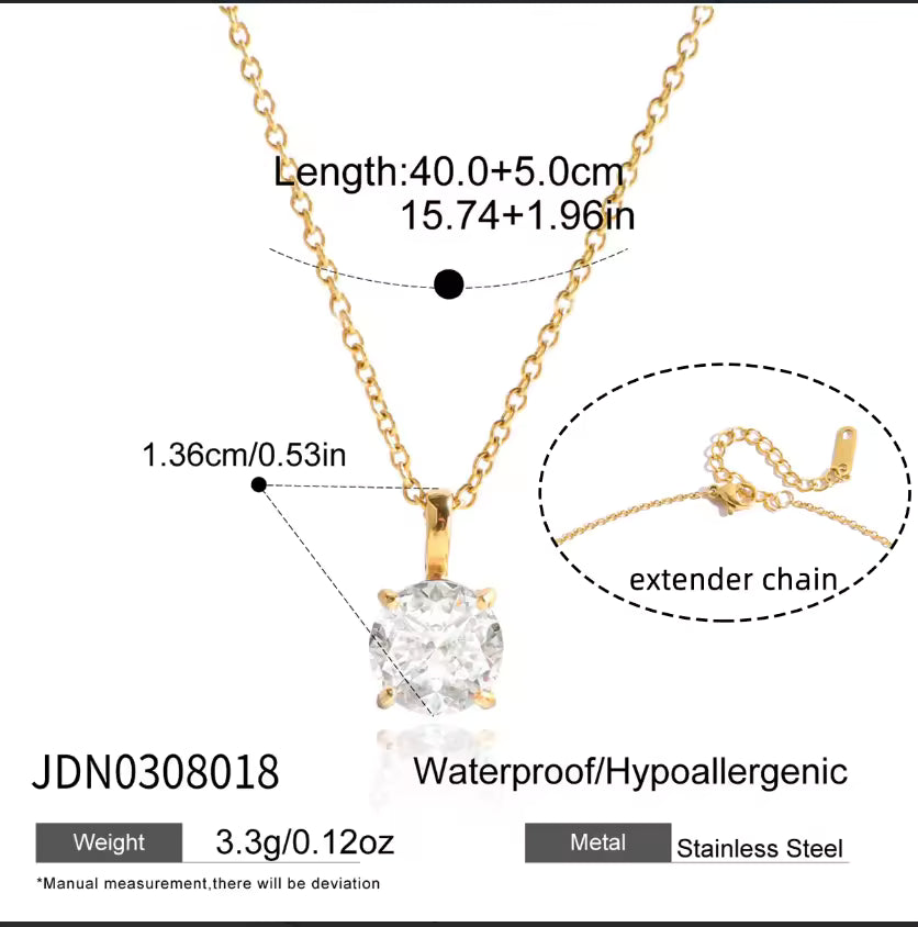CZ Stone Layered Necklace Stainless Steel Gold Tone Dainty Minimalist Setting Polishing Trendy Gift Daily Wear Party Women