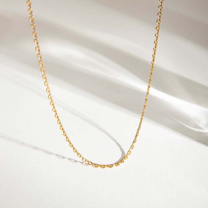 J&D Waterproof 18K Gold Plated Stainless Steel Jewelry Classic Half Arc DIY Charms Chain Necklace 40+5CM