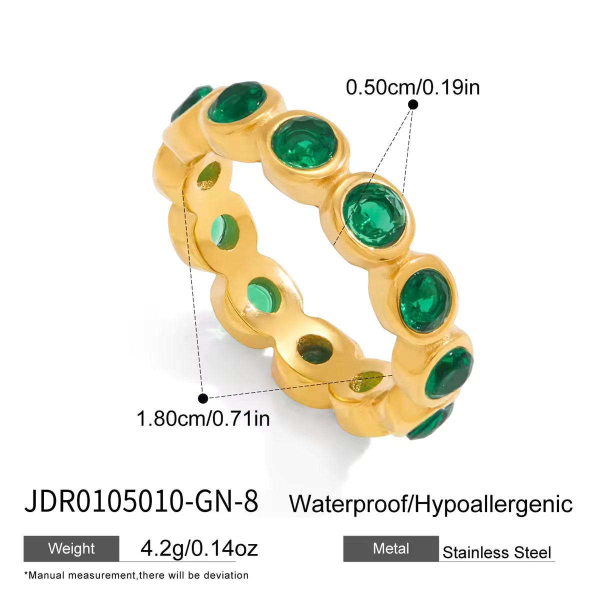 Trendy Elegant CZ Ring 18k Gold Plated Stainless Steel White Cubic Zirconia Ring Square Round Oval Heart Shaped Zircon Ring