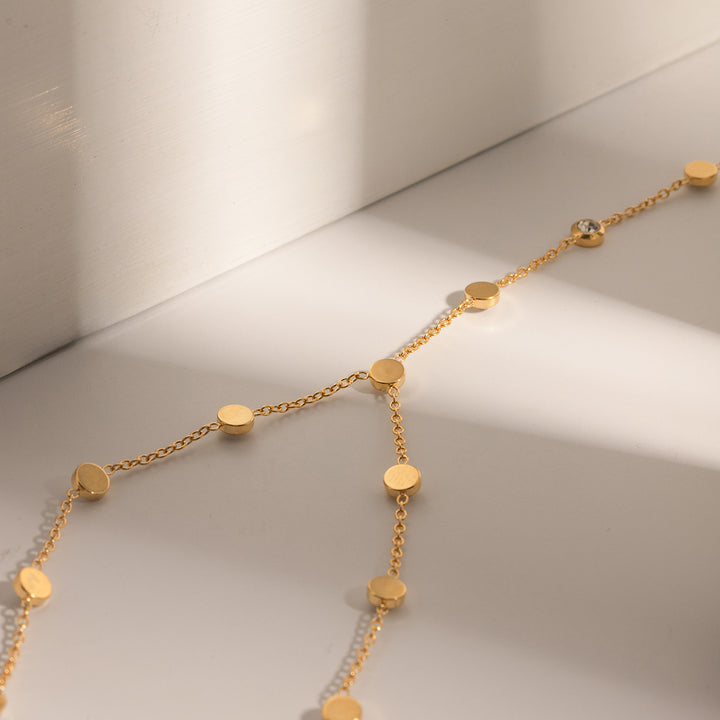 J&D Jewelry Dainty 18K PVD Gold Plated Stainless Steel Cubic Zirconia Long Y Shape Chain Necklace