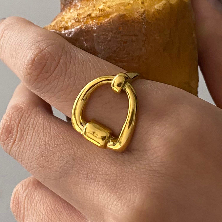 J&D 18K Gold Minimalist Jewelry Design Stainless Steel Letter D Open Ring