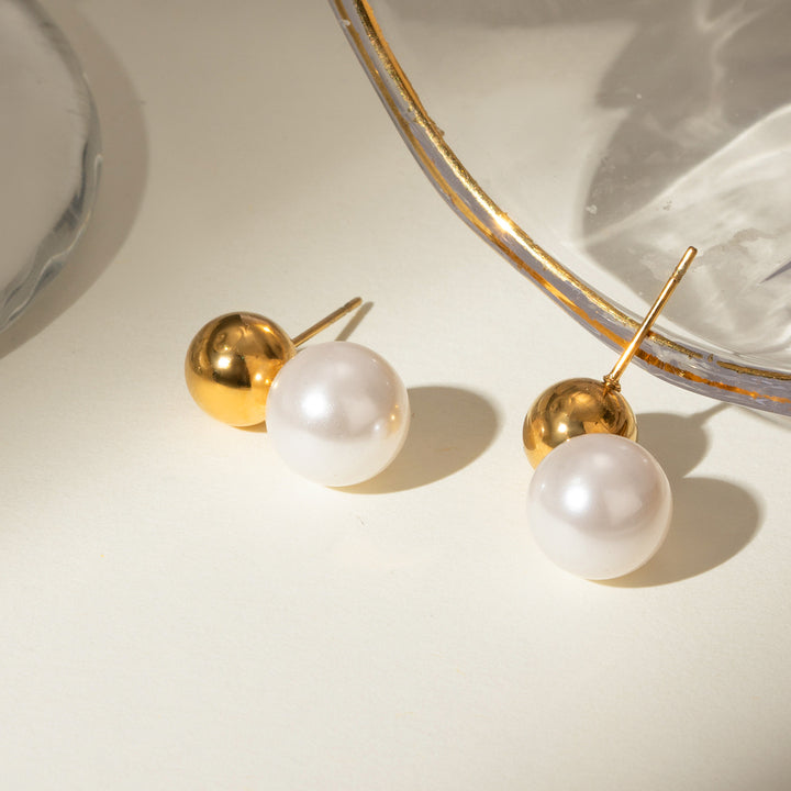 Pearl Stud Earring Stainless Steel Pearl Earring Fashion Jewelry 18K Gold Plated Glass Pearl Earring Gift for Girl Women