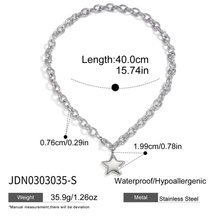 J&D Trendy Fashion Star Necklace 18k Gold Plated Stainless Steel Classic Polished Star Pendant Necklace