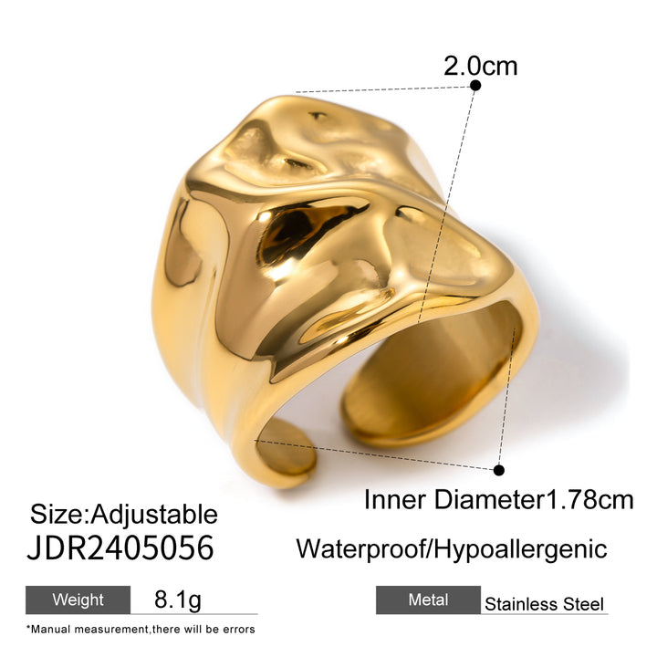 J&D Jewelry Simple 18K PVD Gold Plated High Polish Stainless Steel Statement Chunky Heart Finger Ring