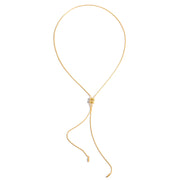 J&D Lariat Y Necklace Stainless Steel Long Sweater Necklace Adjustable Slider Tassel CZ Stone Minimalist Modern Party Gift