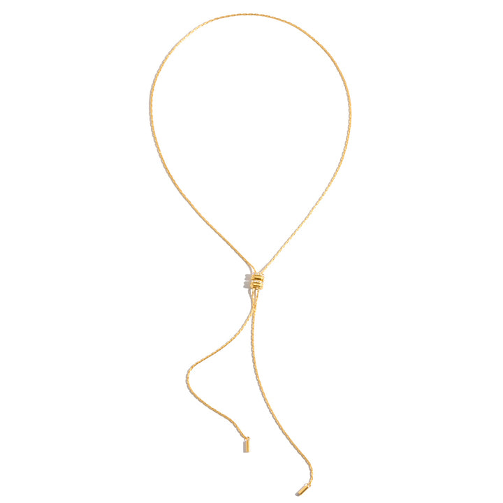 J&D Lariat Y Necklace Stainless Steel Long Sweater Necklace Adjustable Slider Tassel CZ Stone Minimalist Modern Party Gift
