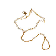 J&D Fashion Jewelry 18K Gold Plated Stainless Steel Channel Cubic Zircon Finger Bracelet Hand Chain