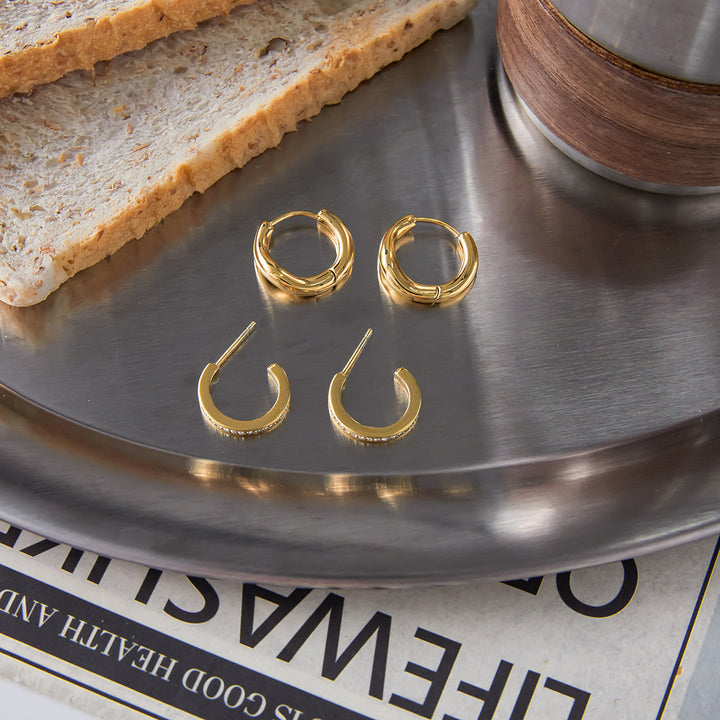 J&D Minimalist 18K Gold Plated Stainless Steel Hoop Earring Irregular Jewelry Earring