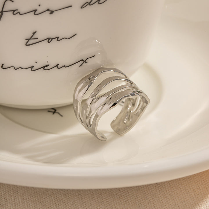Hip Hop Multi Layers Opening Rings Jewelry Gift Silver Plated Band Layer Open Ring for Women