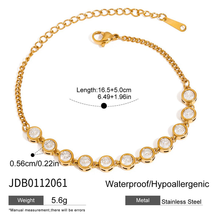 J&D Women's Stainless Steel Athleisure Bracelet Fashion Round Zircon Pattern Party Gift Tennis Bracelet