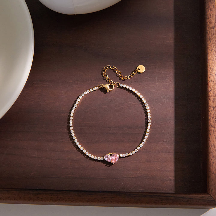 J&D Geometric Waterdrop Zircon Luxury Tennis Chain Bracelet Party Prom Wearing