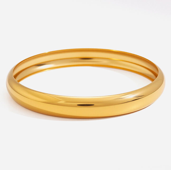 J&D Chunky Gold Hoop Bangle Bracelet 18K Gold Plated Stainless Steel with High Polished Finish Classic Bangle for Women