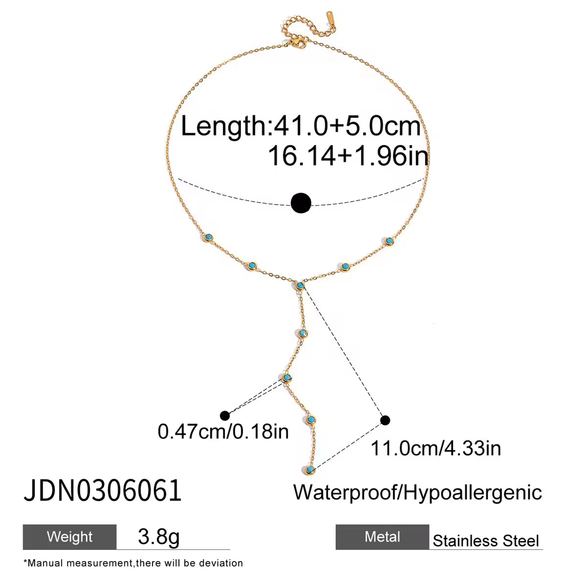 Jewelry Dainty 18K PVD Gold Plated Stainless Steel Cubic Zirconia Long Y Shape Chain Necklace