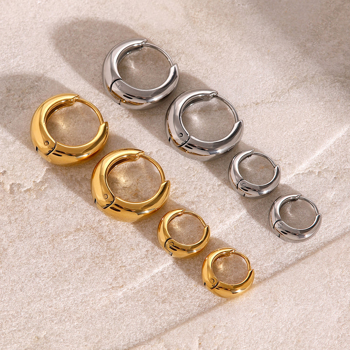 J&D Geometric Jewelry 18K Gold Plated Earrings Stainless Steel Waterproof High Polish Huggie Hoop Earring for Girls