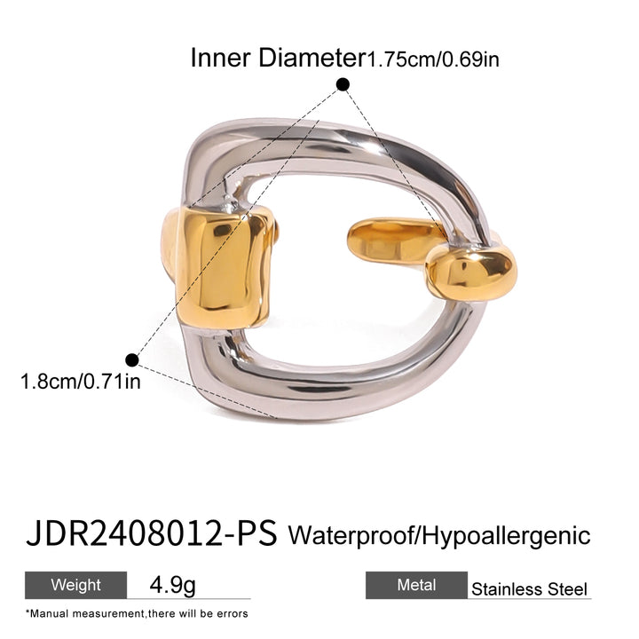 J&D 18K Gold Minimalist Jewelry Design Stainless Steel Letter D Open Ring