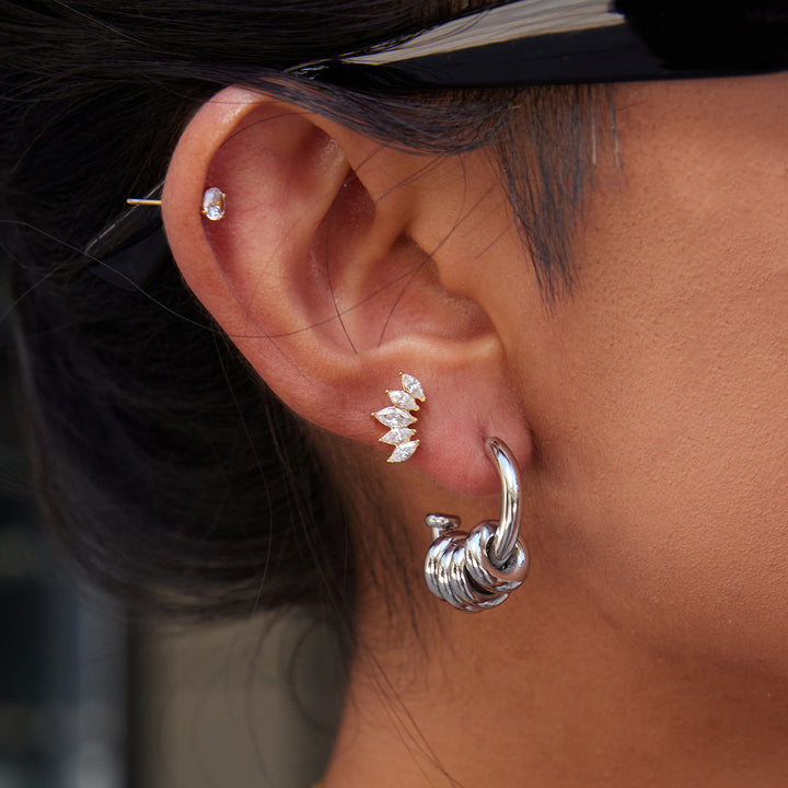 J&D Stylish Minimalist Stainless Steel Earring Fashion Classic Moveable Multi Rings Hoop Earrings