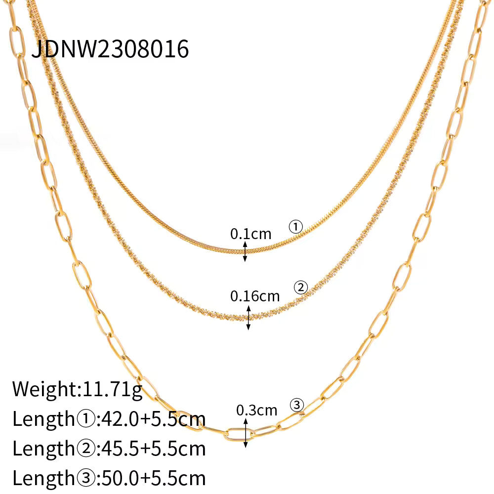 New Arrival Stainless Steel Simple Design Minimalist Chain Layered Necklace Set for Women