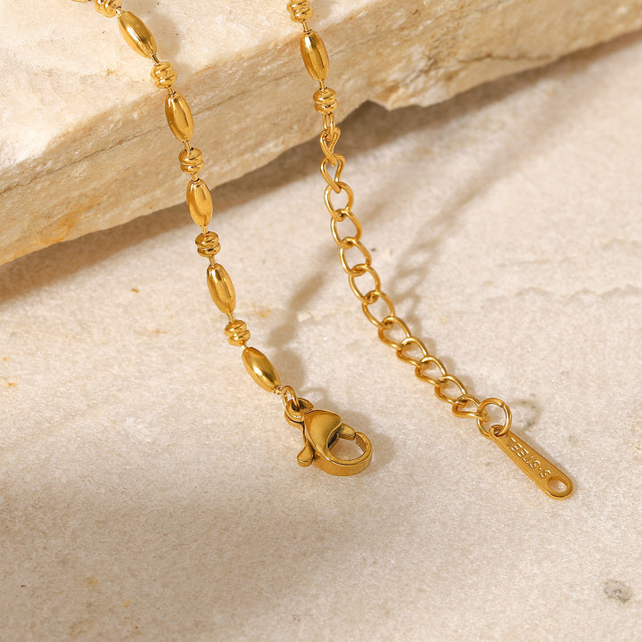 Classic Oval Beads Pure Chain Minimalist Stainless Steel 18K Gold-plated Jewelry Bracelet for Women