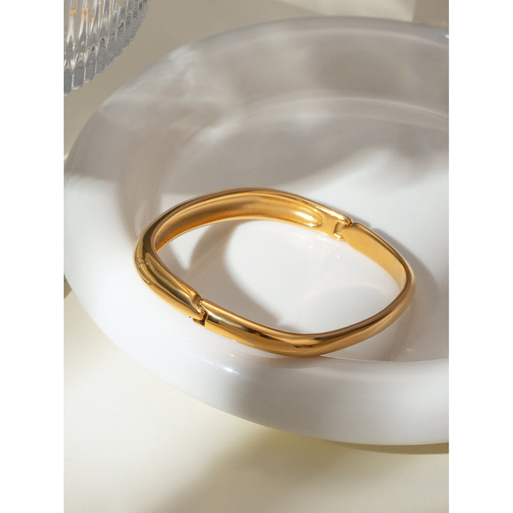 J&D Minimalist Bangle Stainless Steel 18K Gold Plated Buckle Square Antique Bracelets Bangles for Women