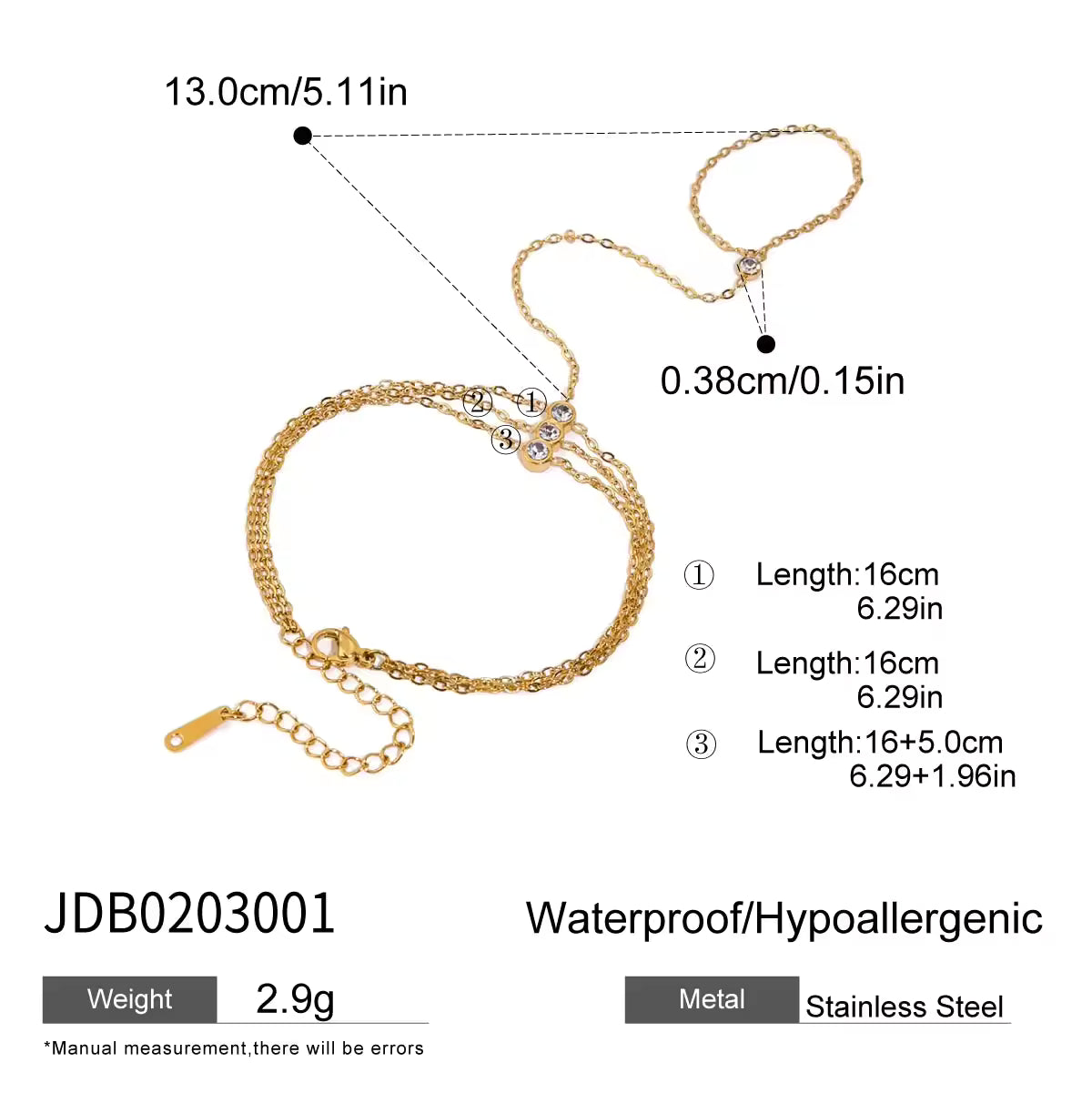 Trendy Vacation Stackable Ring Hand Chain Multicolor Pastel Zircon Adjustable Bracelet Bangle Luxury Jewelry Dainty Gift