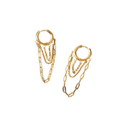 J&D Autumn Collection Tassel Earring 18K Gold Plated Stainless Steel Tassel Earring Trendy 3 Layers Chain Tassel Earrings
