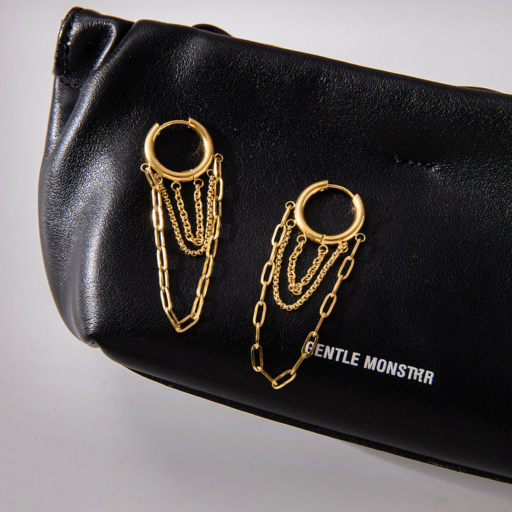 J&D Autumn Collection Tassel Earring 18K Gold Plated Stainless Steel Tassel Earring Trendy 3 Layers Chain Tassel Earrings