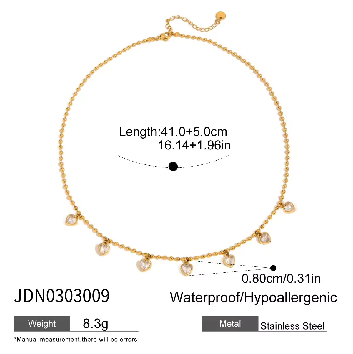 Crystal Pendant Necklace 18K Gold Plated Stainless Steel Multi Shape Zirconia Charm Bead Chain Timeless Everyday Jewelry