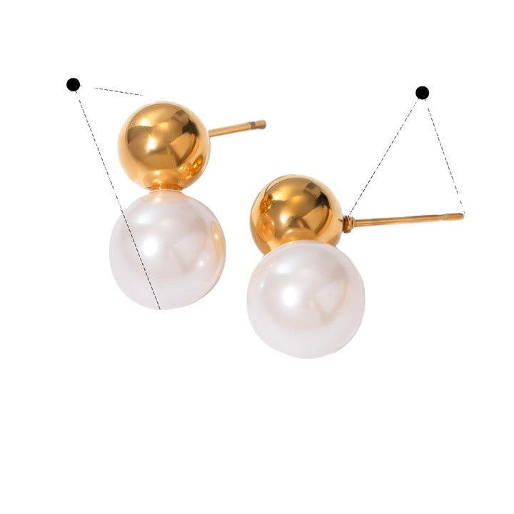 Pearl Stud Earring Stainless Steel Pearl Earring Fashion Jewelry 18K Gold Plated Glass Pearl Earring Gift for Girl Women