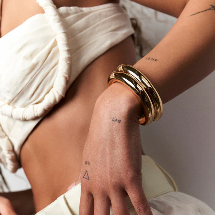Modern and Simple 18k Gold Stainless Steel 10MM Simple Plain Ring Lady Style High-end Round Bracelet