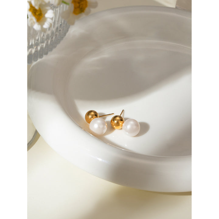 Pearl Stud Earring Stainless Steel Pearl Earring Fashion Jewelry 18K Gold Plated Glass Pearl Earring Gift for Girl Women