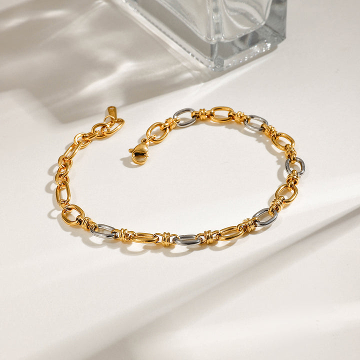 J&D Modern Minimalist Stainless Steel Bracelet Gold Plated European and American Personality Hip Hop Splicing Bracelet