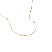 J&D 18K PVD Gold Plate Stainless Steel Necklace Classic White Rhinestone Horse Eye Clip Bead Necklace