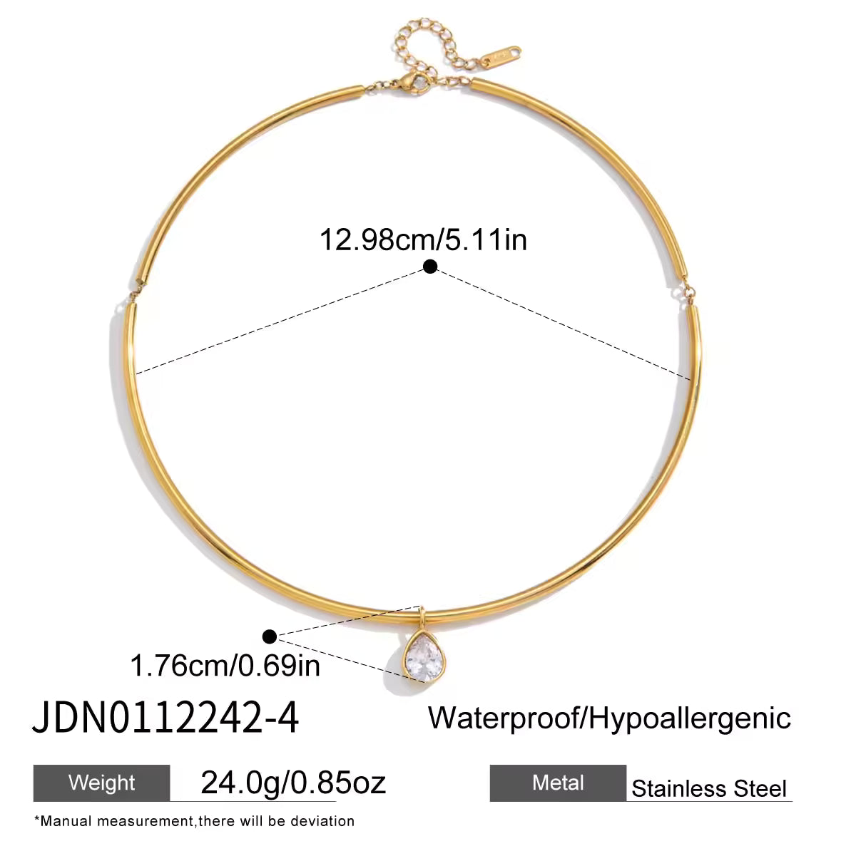 Classic Chic 18K Gold Stainless Steel Necklace White Various Shapes Zircon Pendant Necklaces