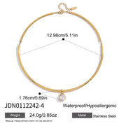 Classic Chic 18K Gold Stainless Steel Necklace White Various Shapes Zircon Pendant Necklaces