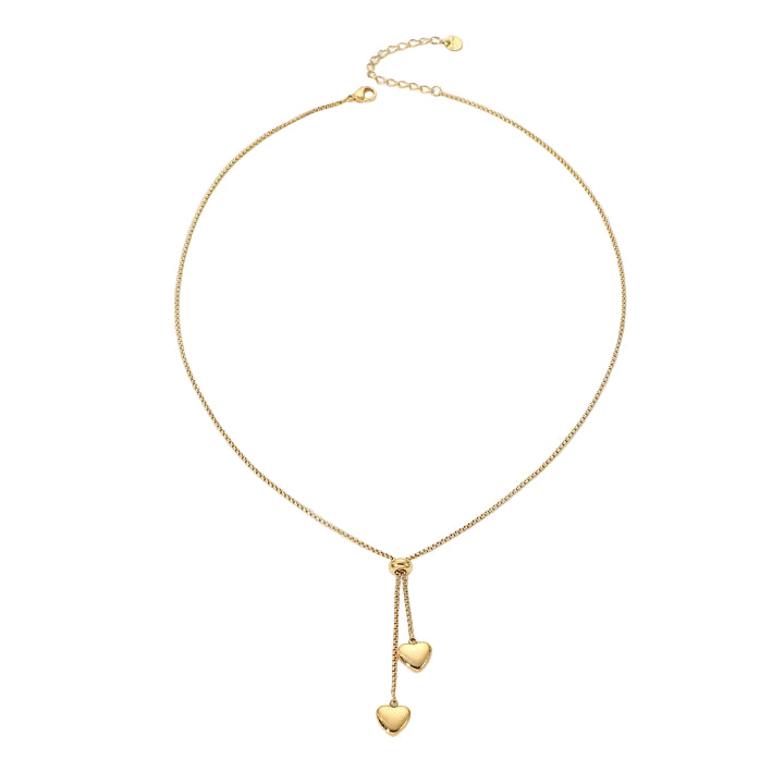 Cheap Y-shaped Stainless Steel Jewelry Party Gift Soft 14K Gold Rope Chain Love Heart Pendant Necklace Girls