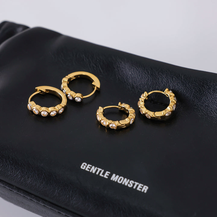J&D Minimalist 18K Gold Plated Stainless Steel Earring Fashion Zircon C-Circle Hoop Earring Jewelry