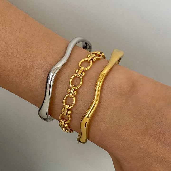 J&D Handmade 18K Real Gold Plated Stainless Steel Bracelet Fashion Chain & Link Stacking Party Bracelet