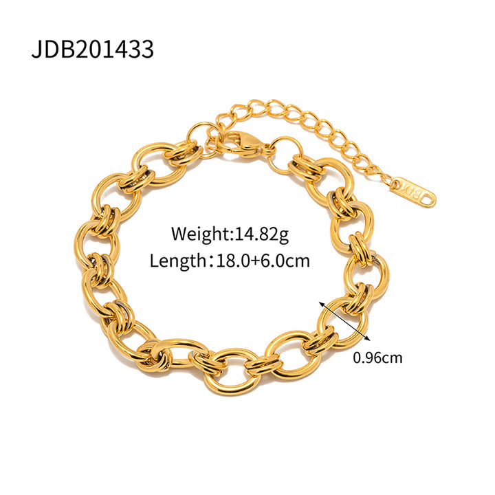 New Arrival Jewelry 18K Gold Plated Stainless Steel Oval Cross Jewelry Bracelet for Women