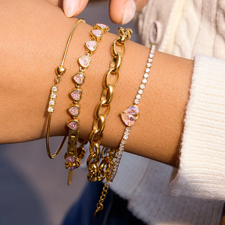 J&D Geometric Waterdrop Zircon Luxury Tennis Chain Bracelet Party Prom Wearing