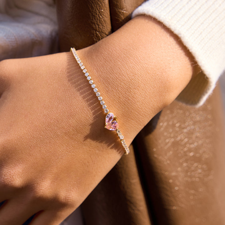 J&D Geometric Waterdrop Zircon Luxury Tennis Chain Bracelet Party Prom Wearing
