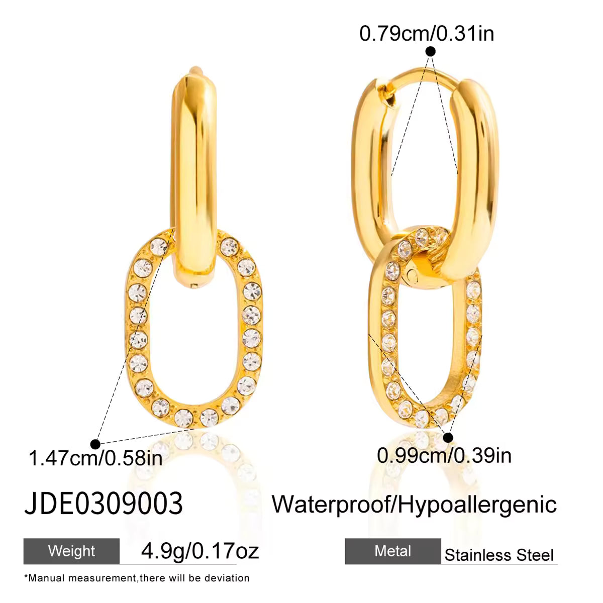 Minimalist Zirconia Ear Cuff 18K Gold Plated Stainless Steel Classic Fashion Star Round White Zirconia Ear Cuff