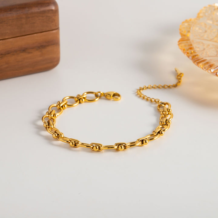 J&D Handmade 18K Real Gold Plated Stainless Steel Bracelet Fashion Chain & Link Stacking Party Bracelet