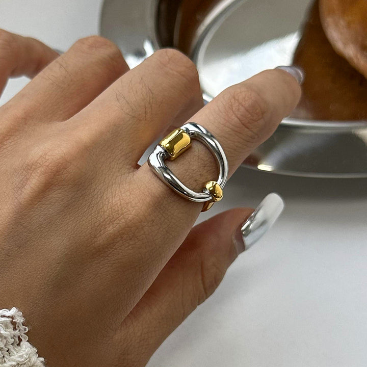 J&D 18K Gold Minimalist Jewelry Design Stainless Steel Letter D Open Ring